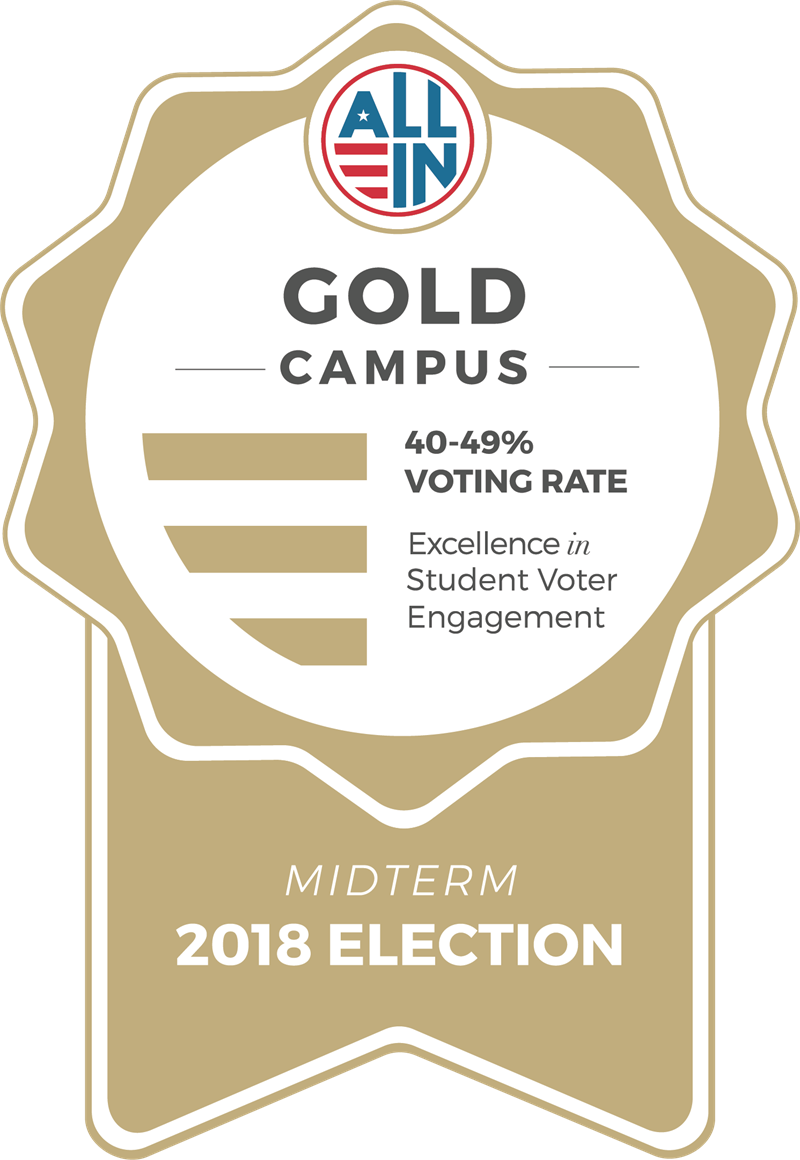 The University of Delaware received a gold campus designation for excellence in student voter engagement.