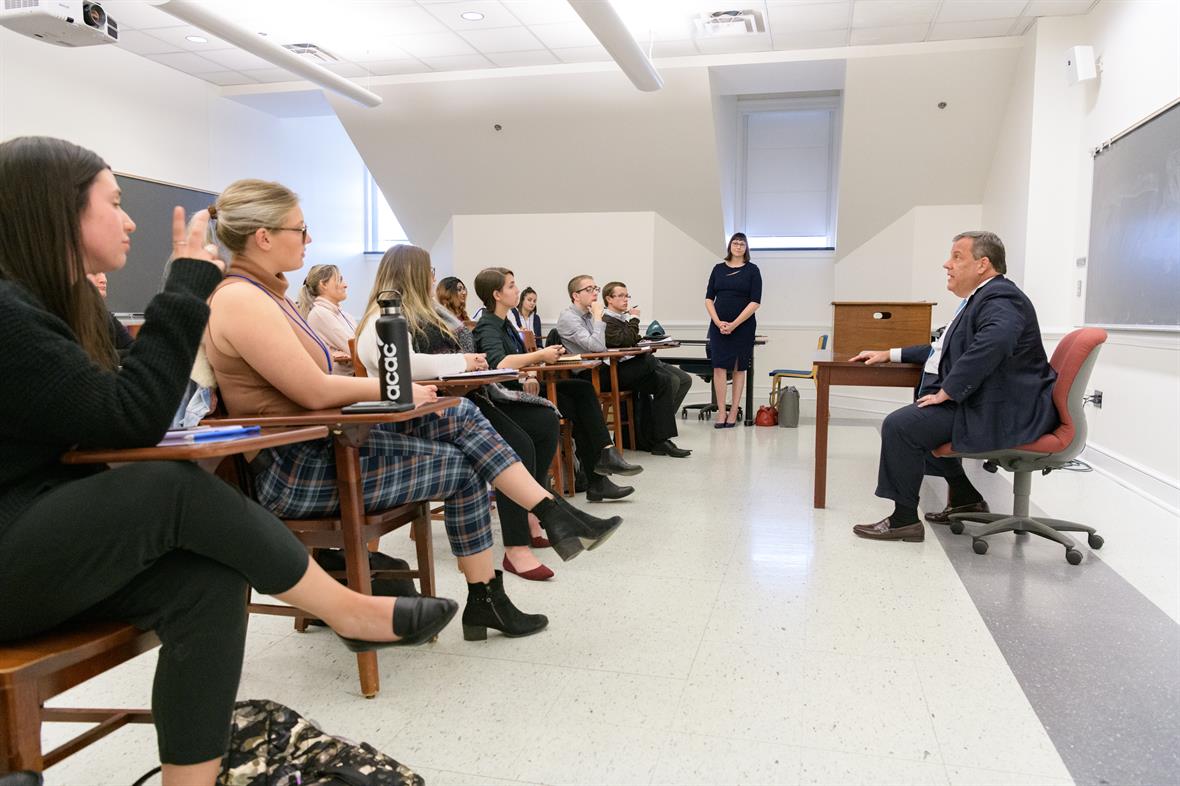 Governor Chris Christie met with University of Delaware students on November 6, 2019, before his public event that evening as part of the National Agenda speaker series.