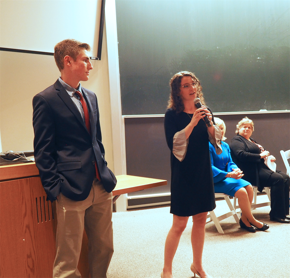Eli Pardo, President of College Republicans (left) and Kelly Read, Vice President of College Democrats (right)