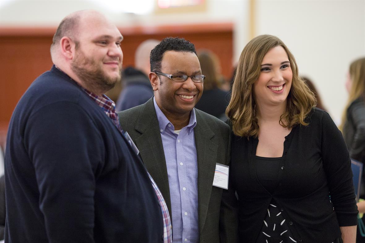 ​Charles Mays (Left), former CPC graduate fellow Justice Collier, and Sarah McBride